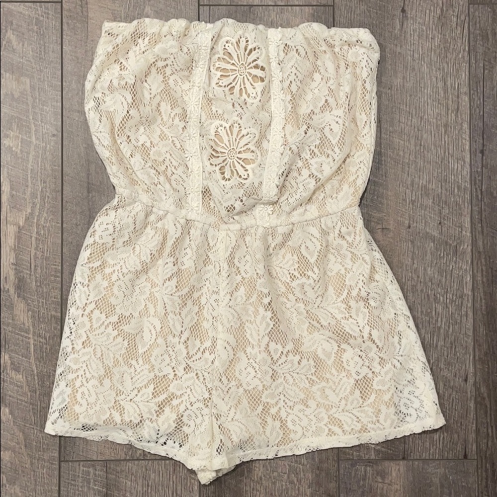 White Strapless Romper